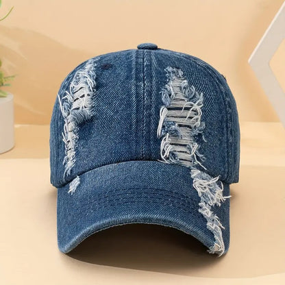 Distressed Denim Baseball Cap