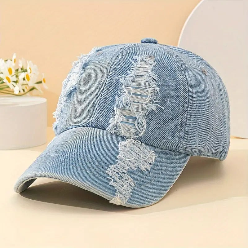 Distressed Denim Baseball Cap