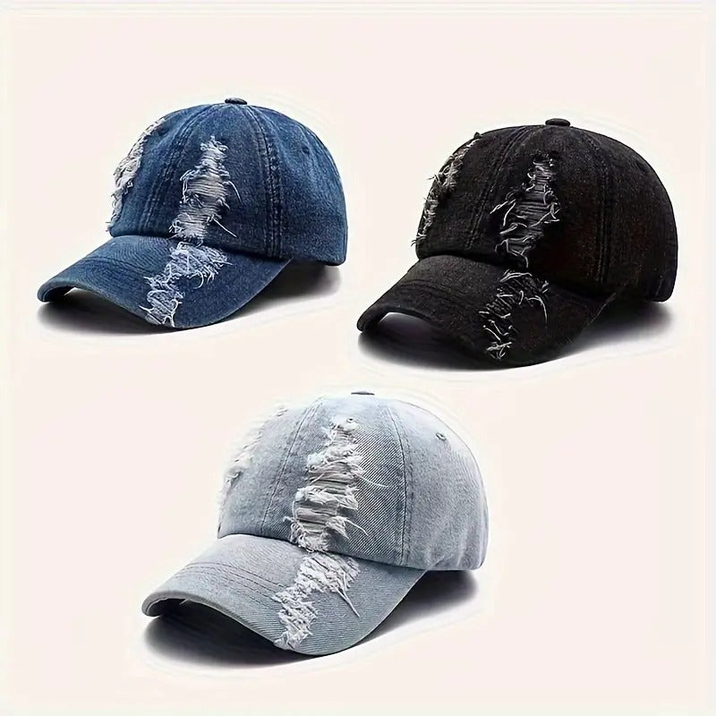 Distressed Denim Baseball Cap