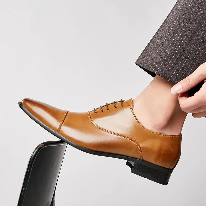 Classic Tan Oxford Dress Shoes