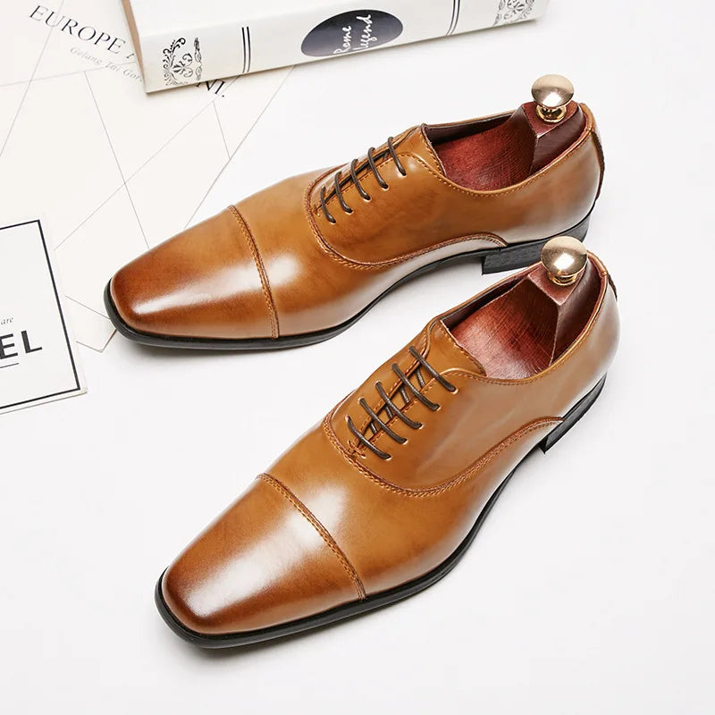 Classic Tan Oxford Dress Shoes