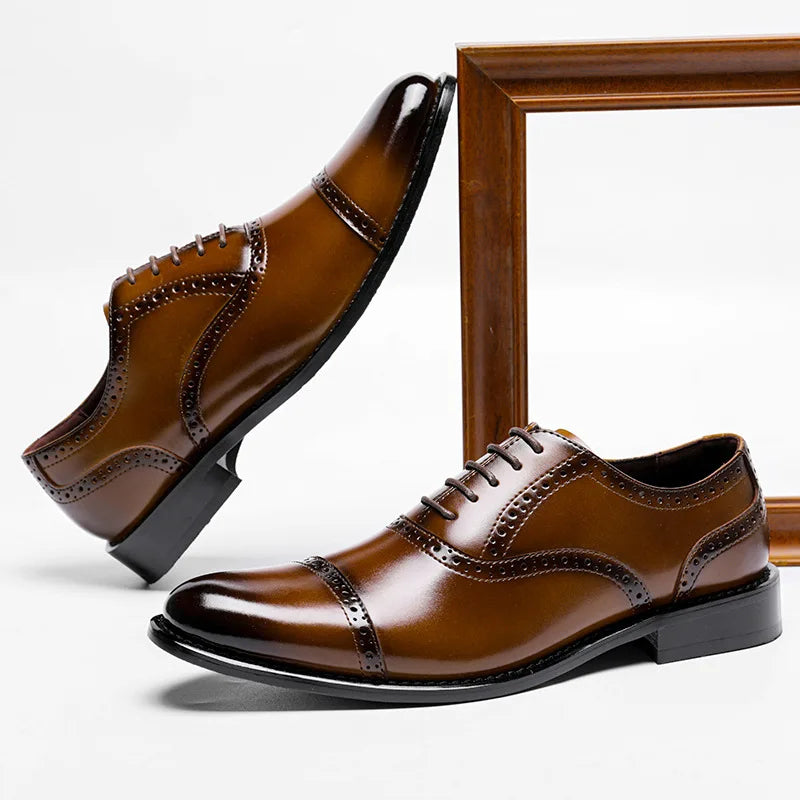 Dual-Tone Wingtip Oxford Shoes