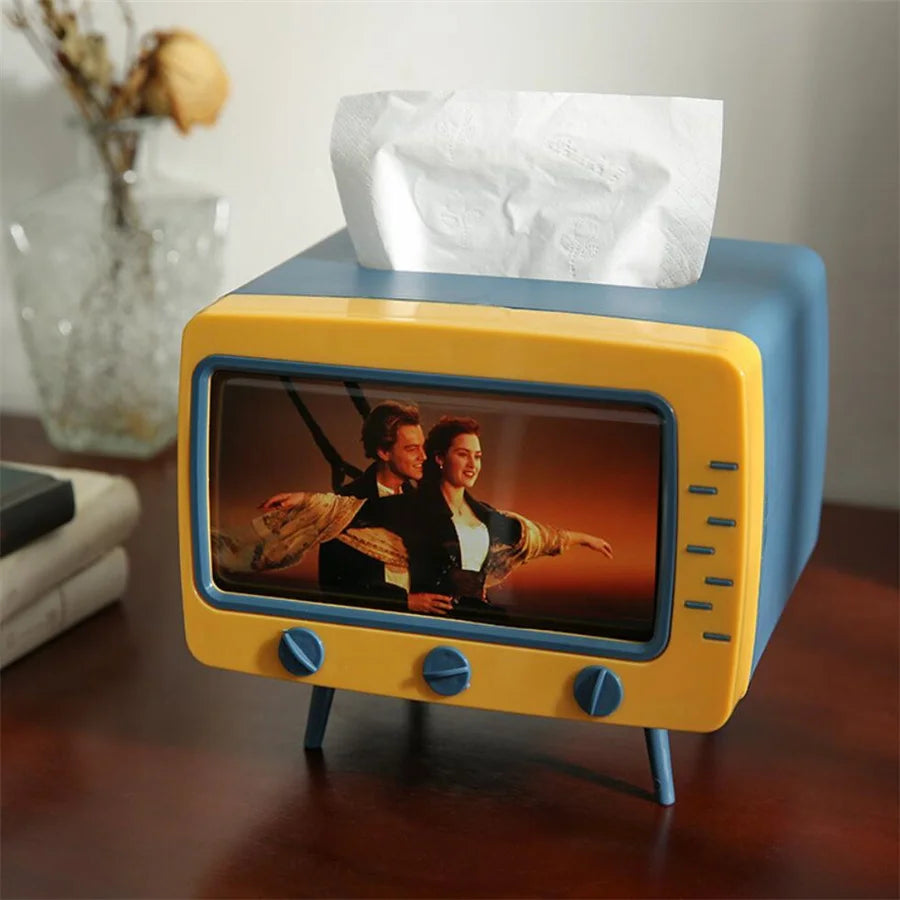 Classic TV Tissue Box with Phone Holder