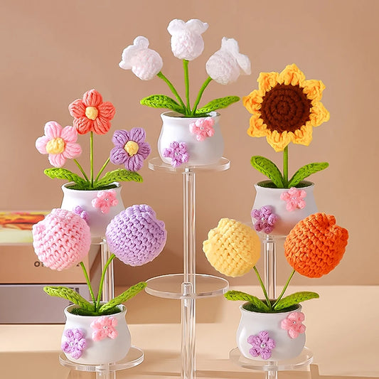 Handmade Crochet Potted Flowers