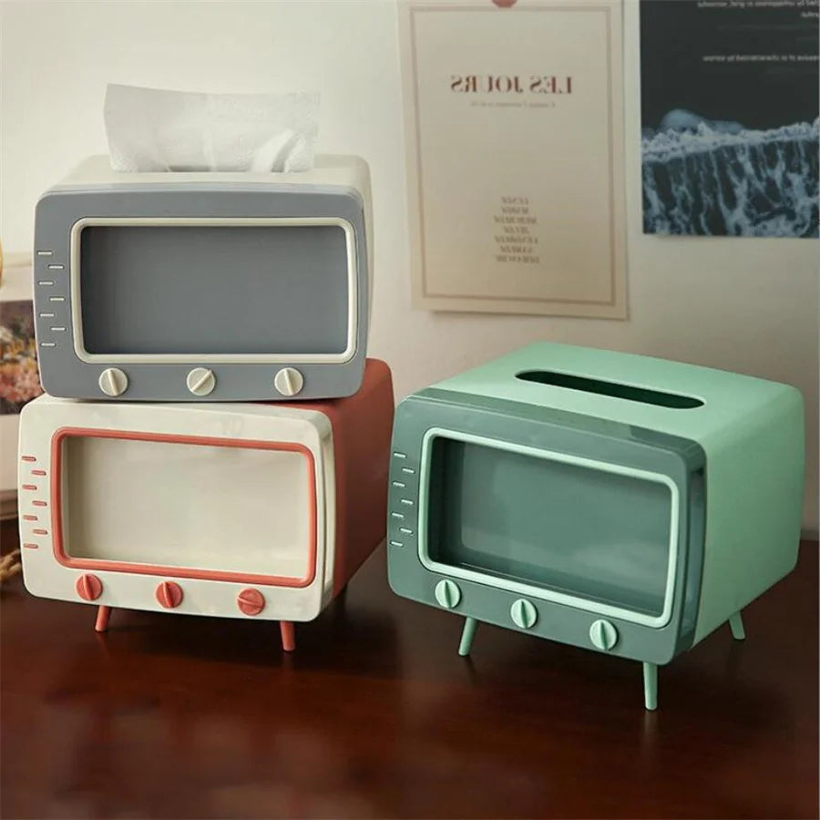 Classic TV Tissue Box with Phone Holder