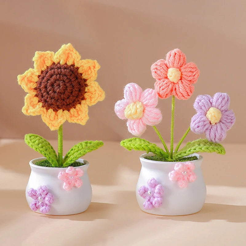 Handmade Crochet Potted Flowers