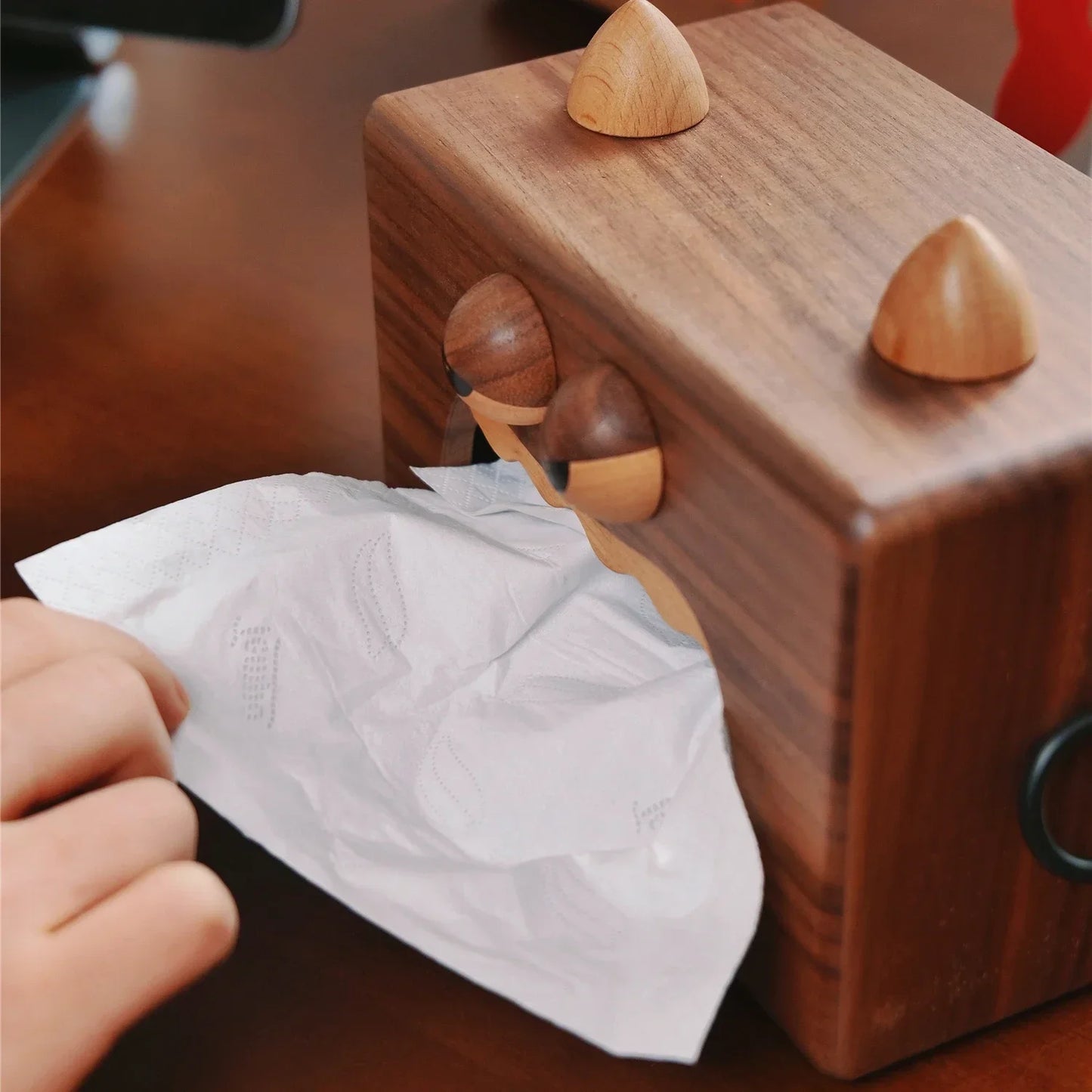 Walnut Monster Tissue Box