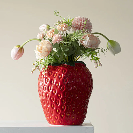 Ceramic Strawberry Flower Vase