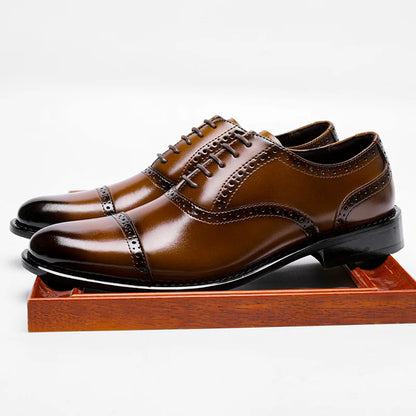 Dual-Tone Wingtip Oxford Shoes