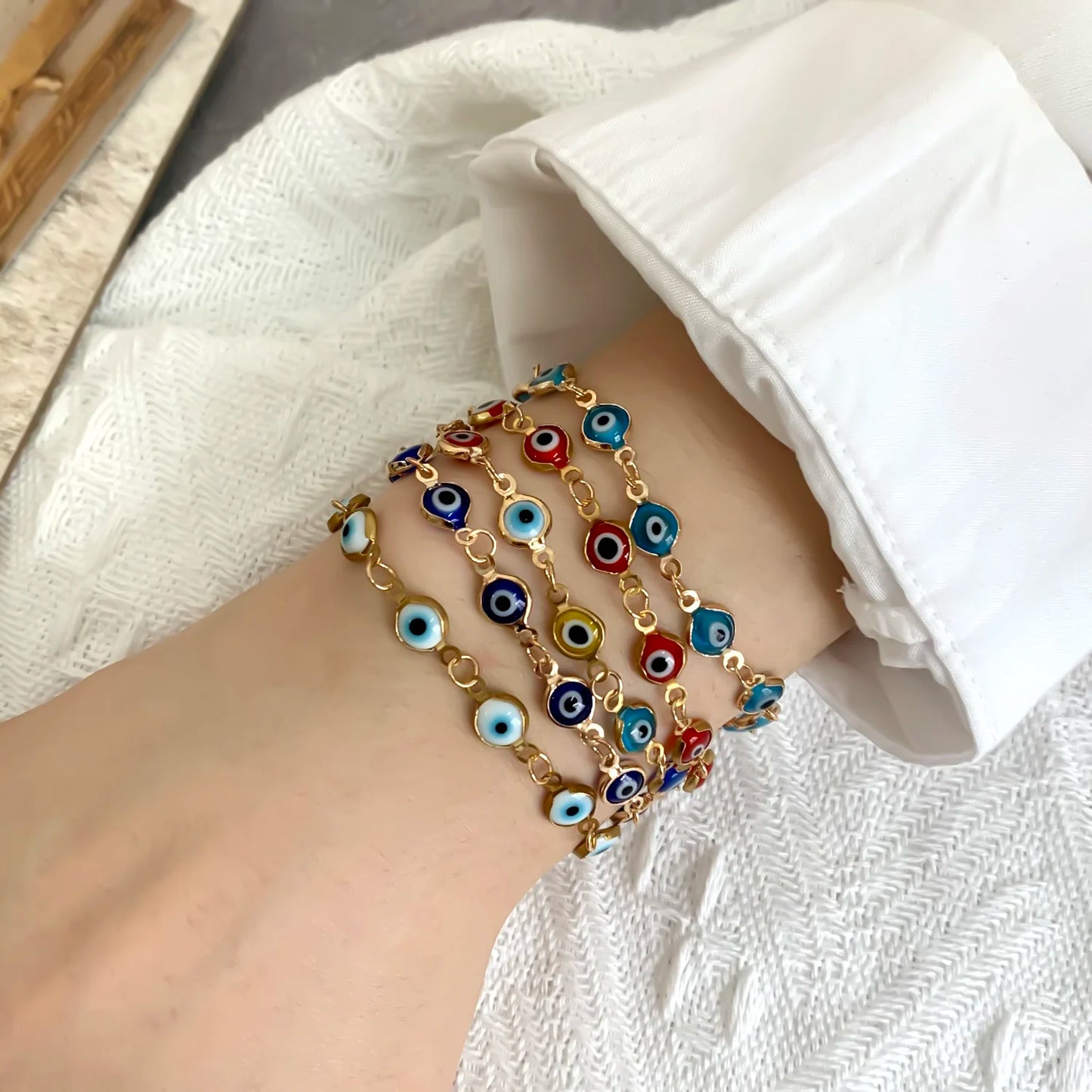 Golden Evil Eye Charm Bracelet