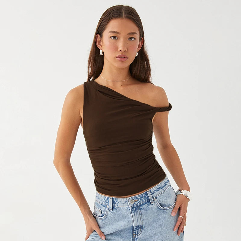 Minimalist One-Shoulder Crop Top