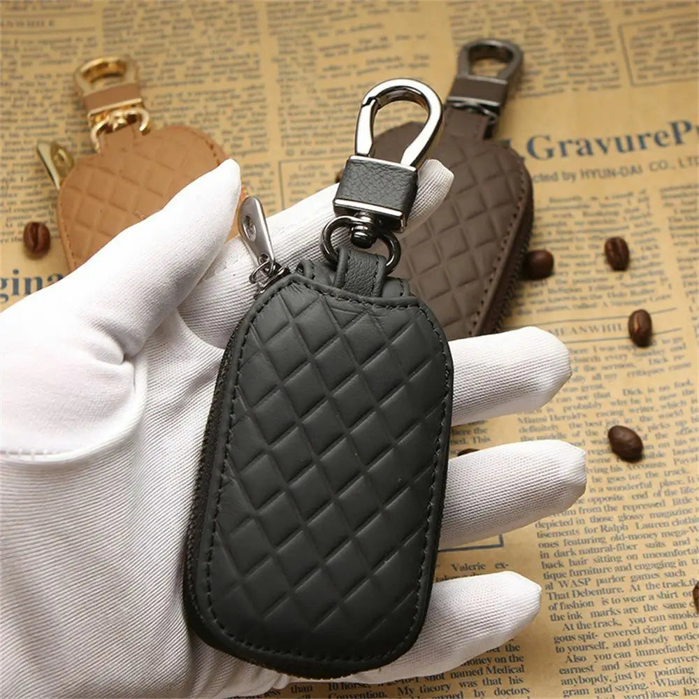 Quilted Leather Car Key Case