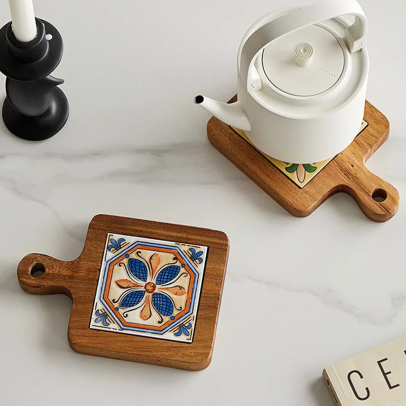 Handcrafted Wooden Hot Plate Tile