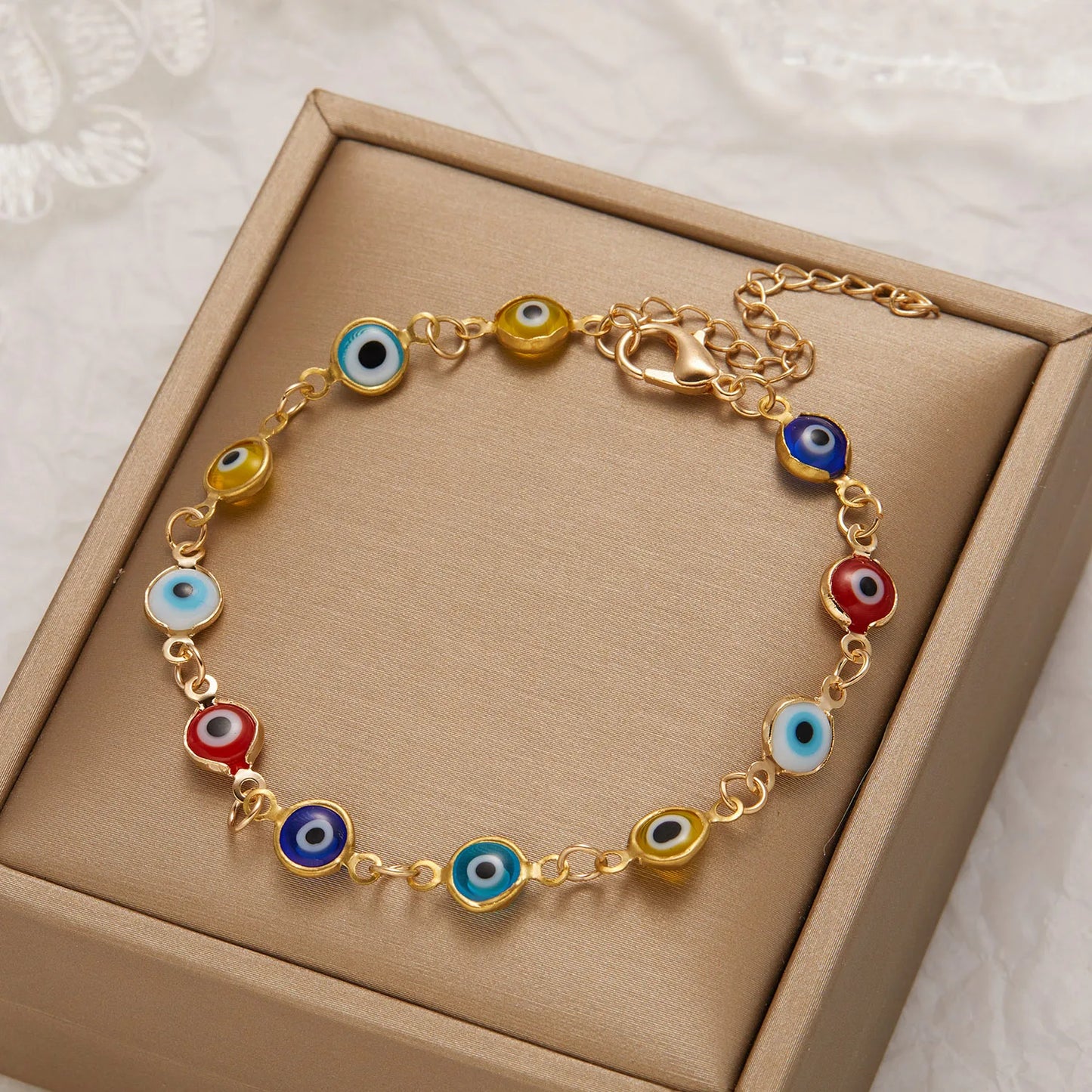 Golden Evil Eye Charm Bracelet