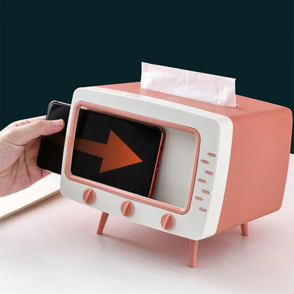 Classic TV Tissue Box with Phone Holder