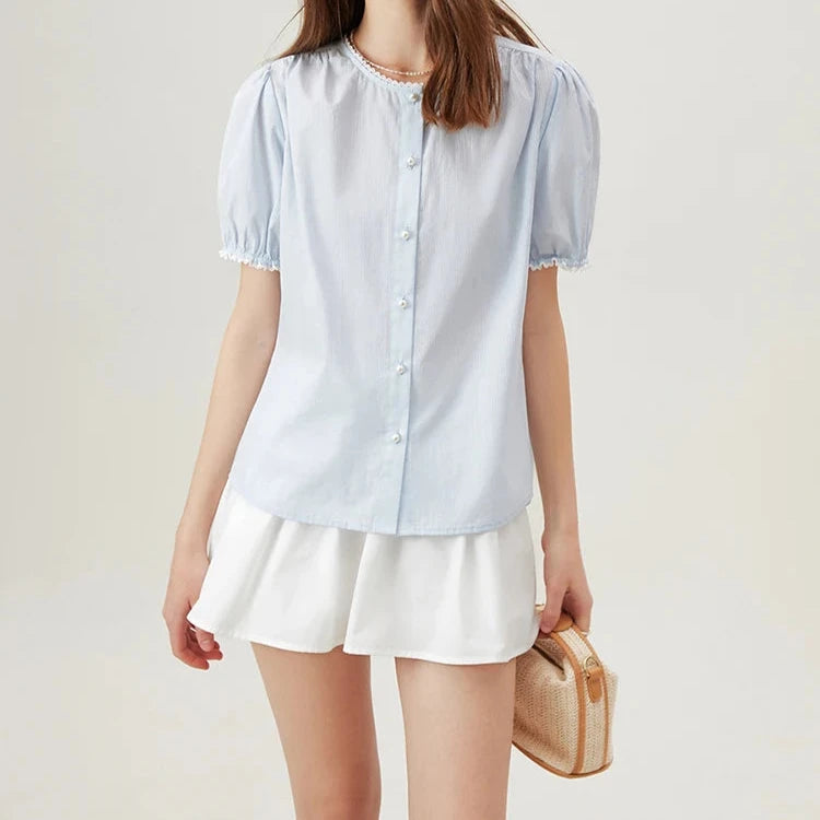 Short Puff Sleeve Summer Blouse