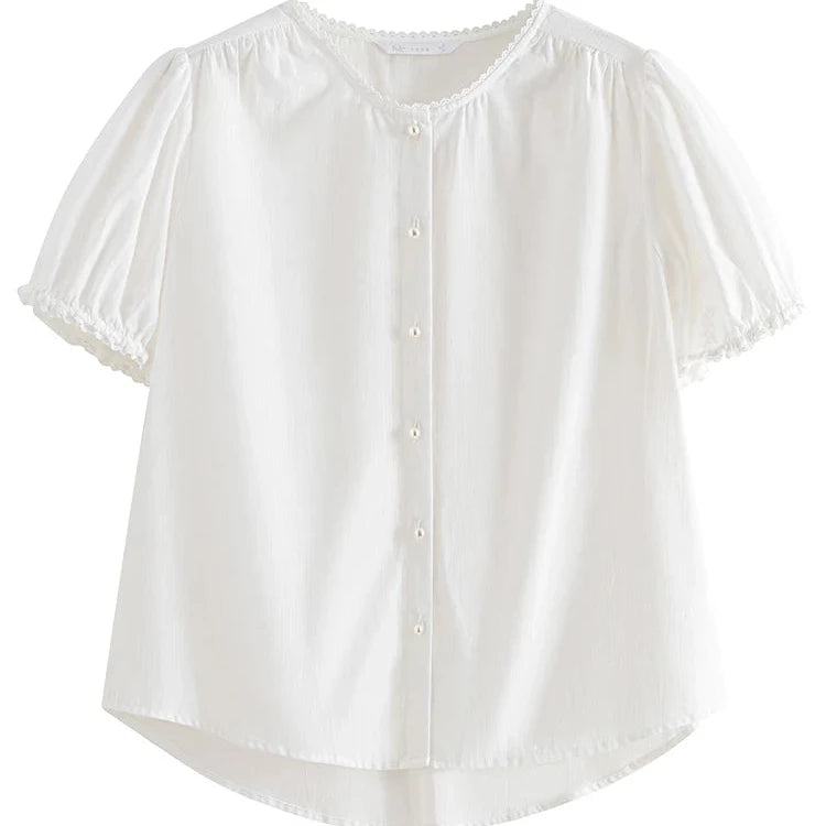 Short Puff Sleeve Summer Blouse