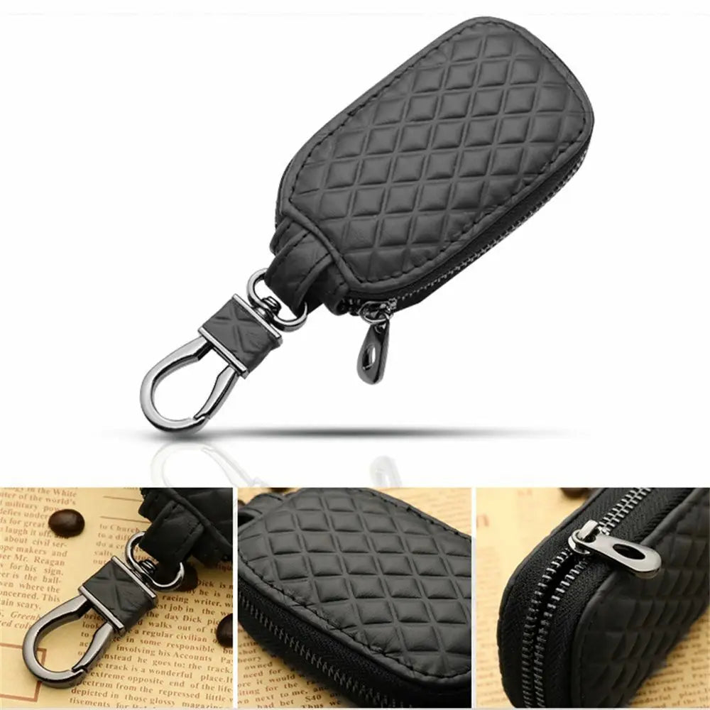 Quilted Leather Car Key Case