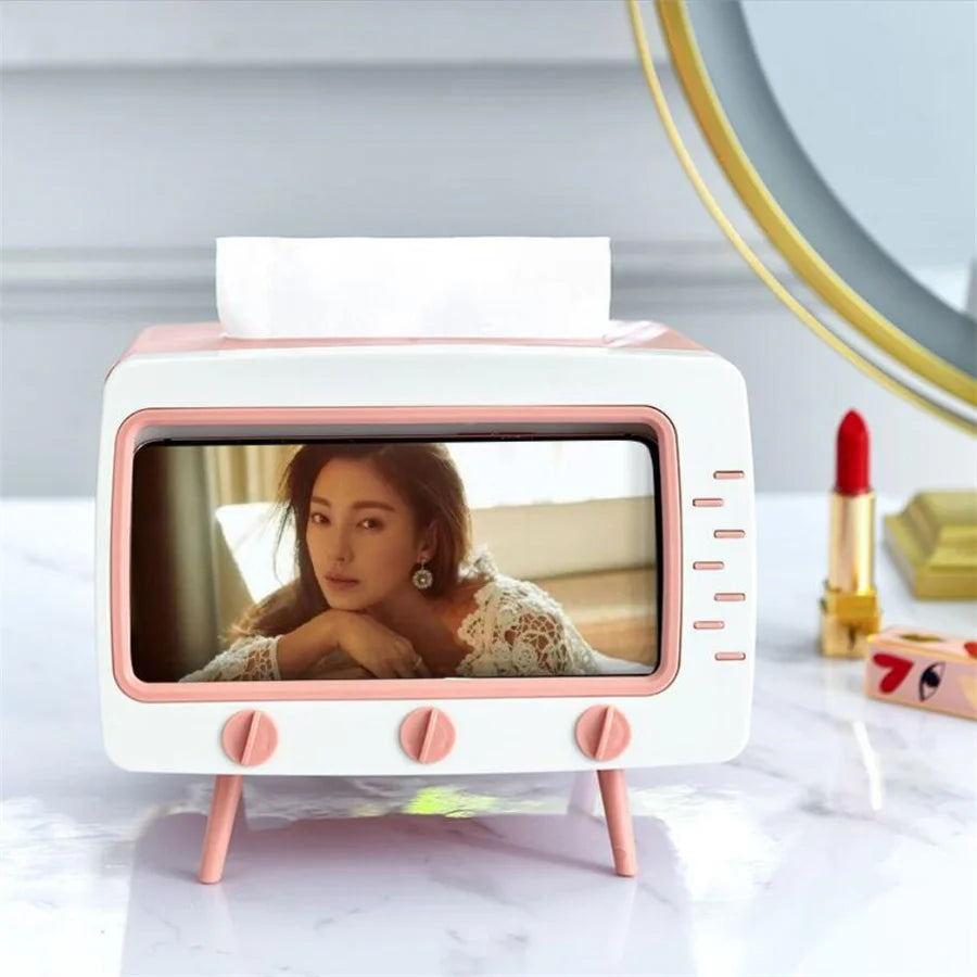 Classic TV Tissue Box with Phone Holder