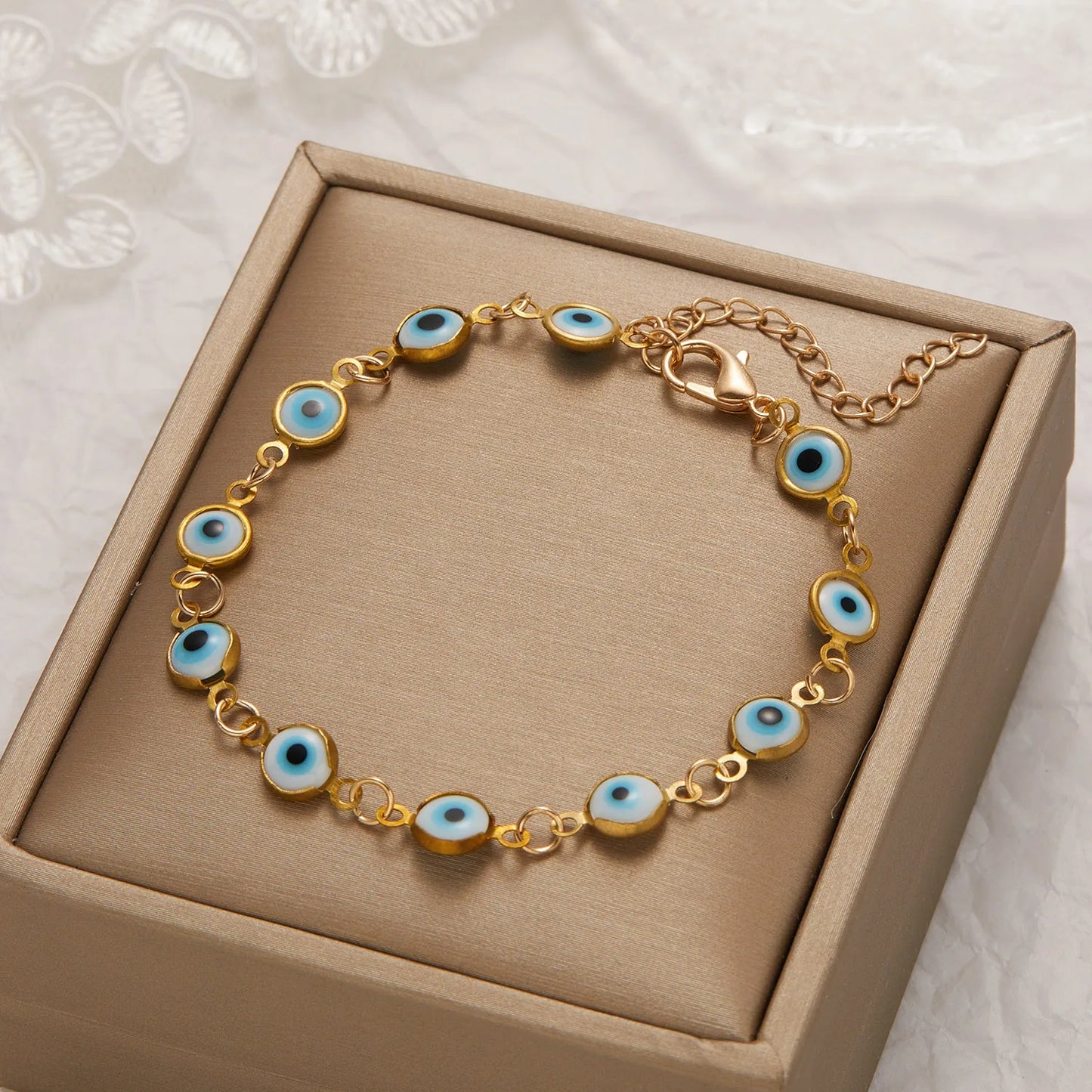 Golden Evil Eye Charm Bracelet